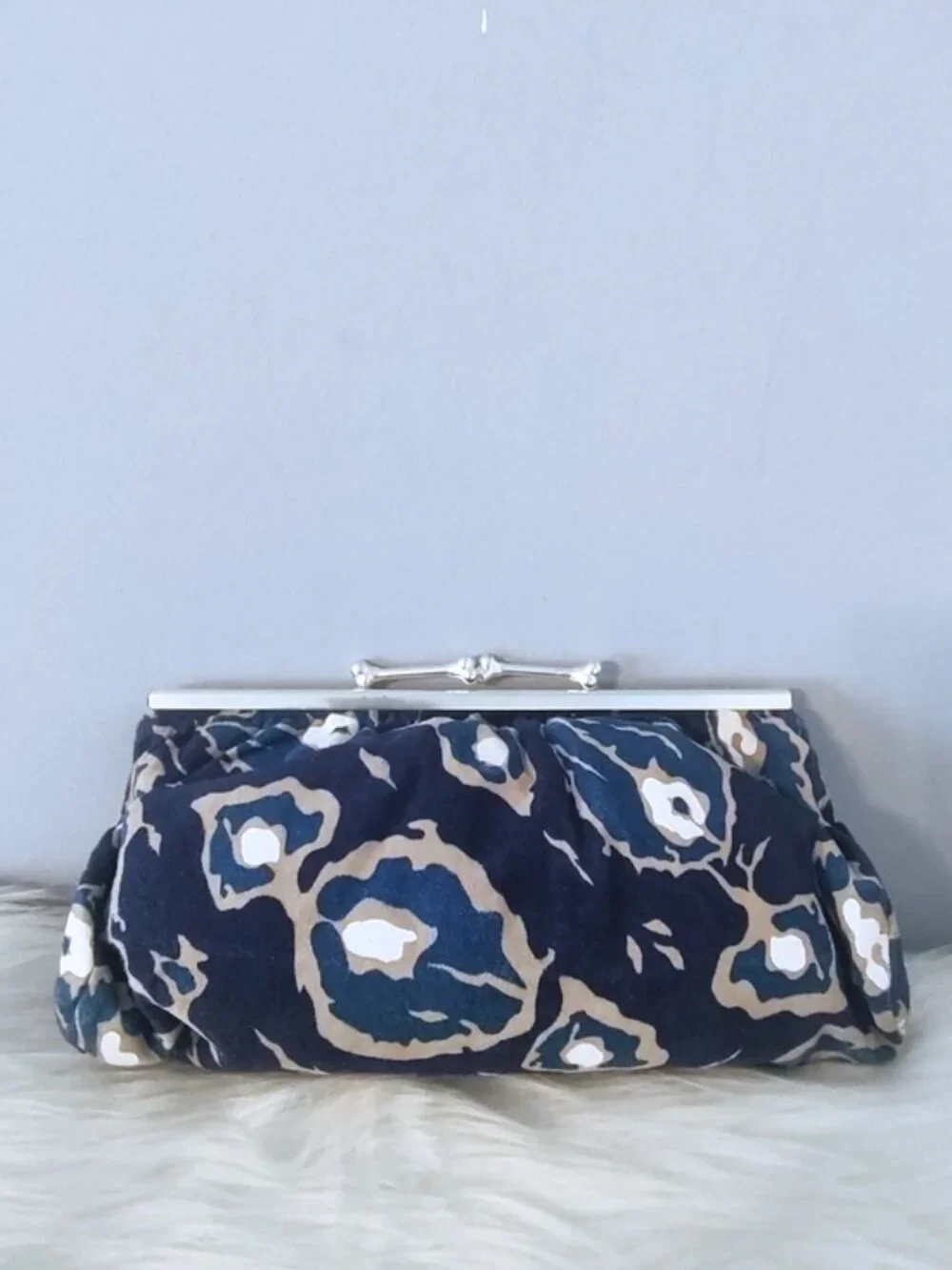 Vivienne Westwood bone kisslock suede clutch w/COA RARE EUC